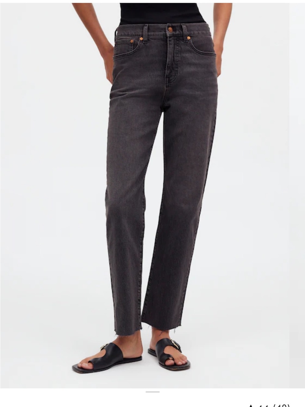 Madewell The ’90s Straight Crop Jeans Black Denim Size 27 High Rise